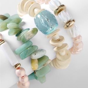 Plunder Design Boho Summer Colorful Stackable Bracelet Set ❤️ Turquoise/pink